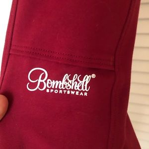 Bombshell Sportswear Maroon Ankle Sock Leggings M